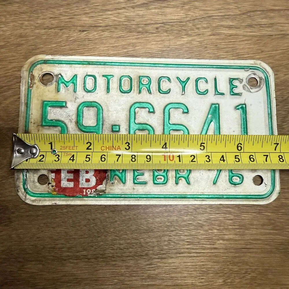 License Plate Vintage Motorcycle Sarpy County Nebraska 1976 59-6641 Rustic USA